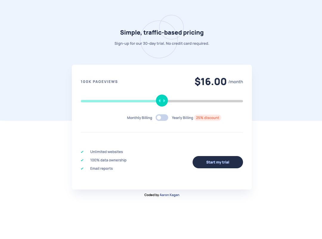 Interactive Pricing Component